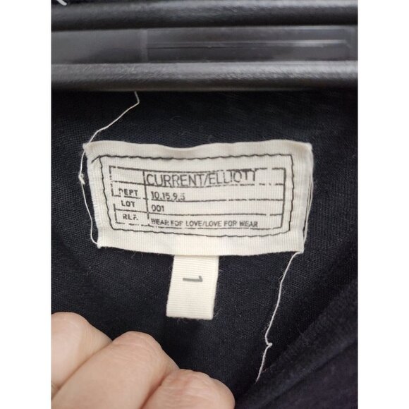 Current/Elliot Womens T-Shirt Size Medium Black Crew Neck Distressed Rhinestone - Picture 8 of 8